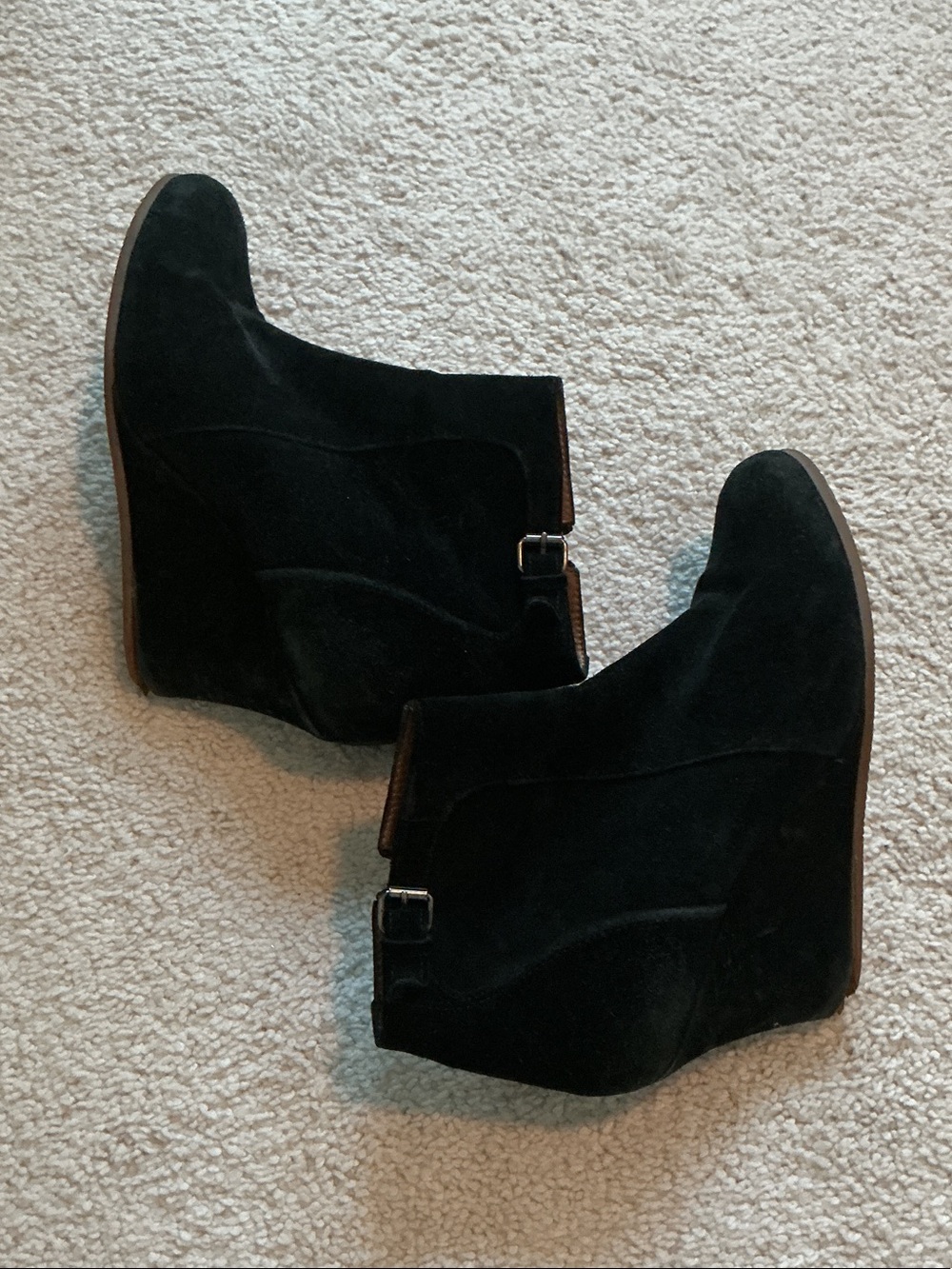 Lanvin Black Suede Wedge Ankle Boots